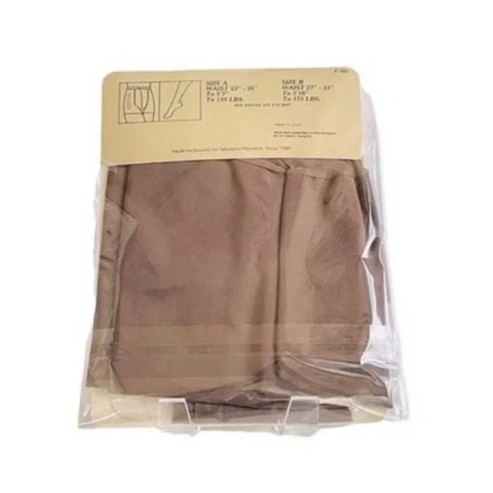 Vintage Sakowitz Sheer Lycra Control Top Pantyhose Tights Taupe Size B NIB